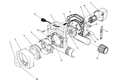 Blower Assembly Diagram and Parts List for 51545 1000001 - 1999999 Toro Lawn Tractor Accessories