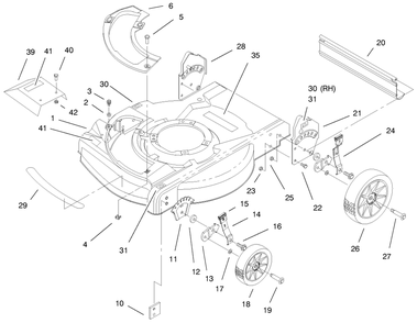 Housing Assembly Diagram and Parts List for 20708 7900001 - 7999999 Toro Lawn Mower