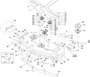 Deck Assembly Diagram and Parts List for 74274 (314000001-314999999)(2014) Toro Lawn Mower
