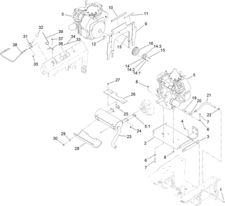 Engine, Exhaust And Control Lever Assembly Diagram and Parts List for 22322 402000000 - 404719999 Toro Lawn Tractor Accessories