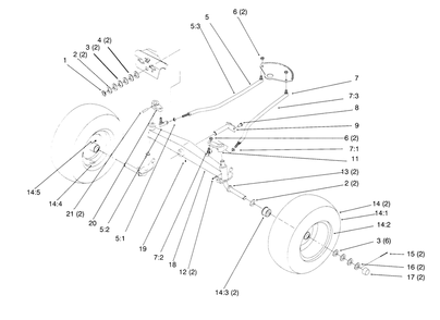 Front Axle Diagram and Parts List for 72084 6900001 - 6999999 Toro Lawn Tractor