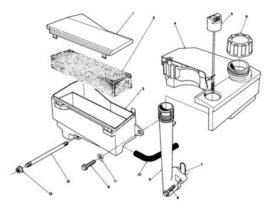 Air Cleaner & Fuel Tank Assembly (Model No. Vmg6) Diagram and Parts List for 20526C 9000001 - 9999999 Toro Lawn Mower