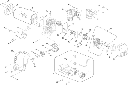 Powerhead Assembly No. 308466013 Diagram and Parts List for 51956 312000001 - 312999999 Toro Trimmer