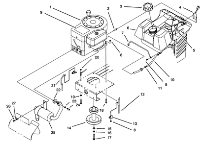 Engine Assembly Diagram and Parts List for 71184 5900001 - 5910000 Toro Lawn Tractor