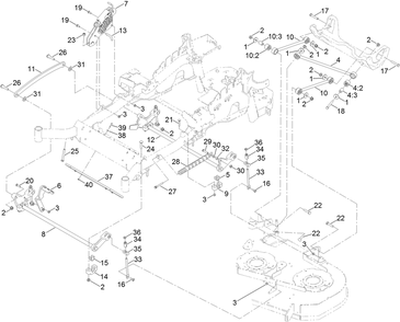 Deck Lift Assembly Diagram and Parts List for 72965 414086139 - 999999999 Toro Lawn Tractor
