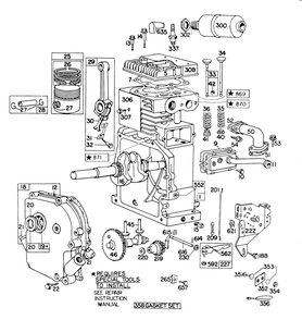 Engine Briggs & Stratton Model No. 190402 Type 0989-01 Diagram and Parts List for 38155 3000001 - 3999999 Toro Snow Blower