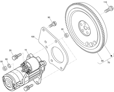 Starter And Flywheel Assembly Diagram and Parts List for 74264TE (314000001-314999999)(2014) Toro Lawn Mower