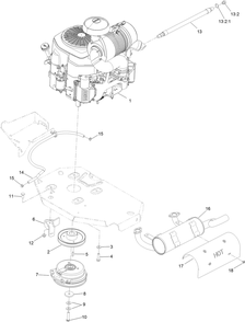 Engine, Clutch And Muffler Assembly Diagram and Parts List for 74901 (314000001-314999999)(2014) Toro Lawn Mower
