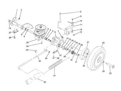S. P. Rear Axle Assembly Diagram and Parts List for 20925B 0000001 - 0999999 Toro Lawn Mower
