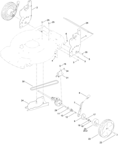 Rear Wheel And Height-Of-Cut Assembly Diagram and Parts List for 21472 412800000 - 999999999 Toro Lawn Mower