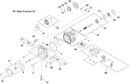 Hydraulic Pump Assembly 2 Diagram and Parts List for 39488 (312000001-312999999)(2012) Toro Lawn Mower