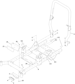Frame And Roll-Over Protection System Assembly Diagram and Parts List for 74493 407146062-999999999 Toro Lawn Tractor