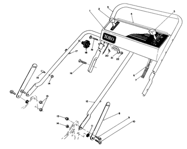 Handle Assembly Diagram and Parts List for 20216 1000001 - 1999999 Toro Lawn Mower