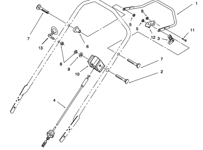 Traction Control Assembly Diagram and Parts List for 20764B 49000001 - 49999999 Toro Lawn Mower
