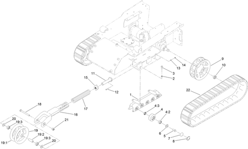 Track And Traction Assembly Diagram and Parts List for 22323G 401800000 - 404719999 Toro Lawn Tractor Accessories