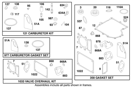 Engine Briggs & Stratton Model 28n777-1174-E1 Diagram and Parts List for 71219 8900001 - 8999999 Toro Lawn Tractor