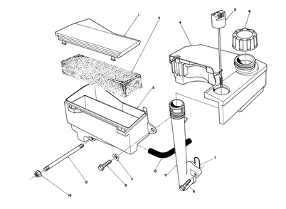 Air Cleaner & Fuel Tank Assembly (Engine No. Vml0-7) Diagram and Parts List for 26620BF 1000001 - 1999999 Toro Lawn Mower
