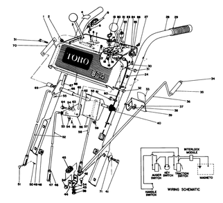 Handle Assembly Diagram and Parts List for 38080 2000001 - 2999999 Toro Snow Blower