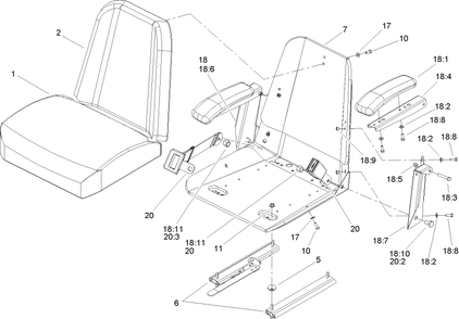 Seat Assembly Diagram and Parts List for 74415 (250000001-250005000)(2005) Toro Lawn Mower
