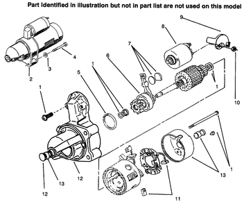 Starter Diagram and Parts List for 73422 6900001 - 6999999 Toro Lawn Tractor