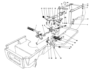 Brake & Clutch Pedal Assembly Diagram and Parts List for 57365 7000001 - 7999999 Toro Lawn Tractor