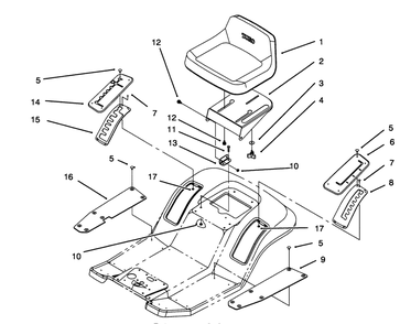 Seat Assembly Diagram and Parts List for 71182 4900001 - 4999999 Toro Lawn Tractor