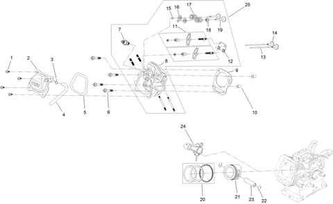 Piston And Head Assembly Diagram and Parts List for 36002 409000000 - 412999999 Toro Snow Blower