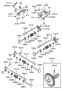 Valve/Camshaft Diagram and Parts List for 74213 (210000001-210999999)(2001) Toro Lawn Mower