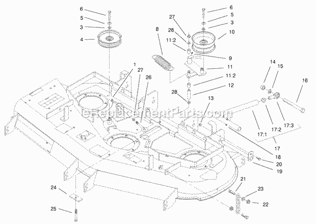 Idler, Pulley And Lift Strut Chain Assembly Diagram and Parts List for 74174 200000001-200999999 Toro Lawn Mower