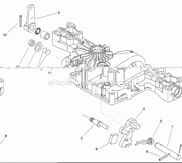 Control Shaft Assembly Transmission Assembly Diagram and Parts List for 74585 312000001-312999999 Toro Lawn Mower