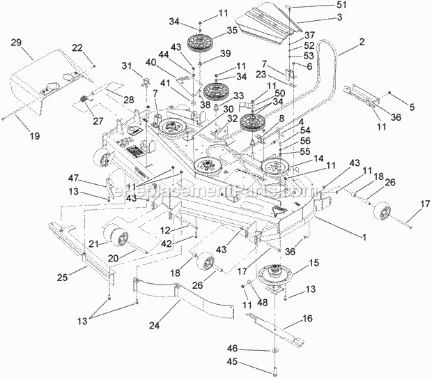Deck Assembly Diagram and Parts List for 74262CP 270000001-270999999 Toro Lawn Mower