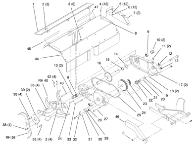Part Location Diagram of 93-9279-01 Toro GUARD - TILLER RED