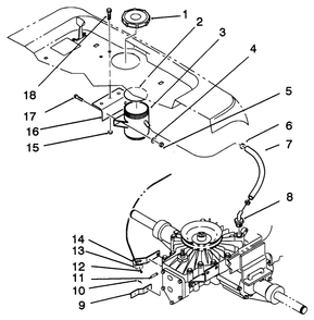 Hydraulic Reservoir Assembly Diagram and Parts List for 22-14OE02 2000001 - 2999999 Toro Lawn Tractor