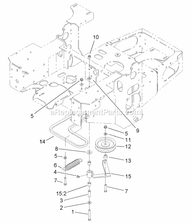 Pump, Idler And Belt Assembly Diagram and Parts List for 74177 230007001-230999999 Toro Lawn Mower