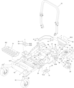 Frame And Caster Wheel Assembly Diagram and Parts List for 74141TE (313000001-313999999)(2013) Toro Lawn Mower