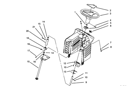 Steering Assembly Diagram and Parts List for 71205 59000001 - 59999999 Toro Lawn Tractor