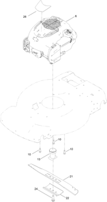 Engine And Blade Assembly Diagram and Parts List for 21771 410000000 - 411999999 Toro Lawn Mower