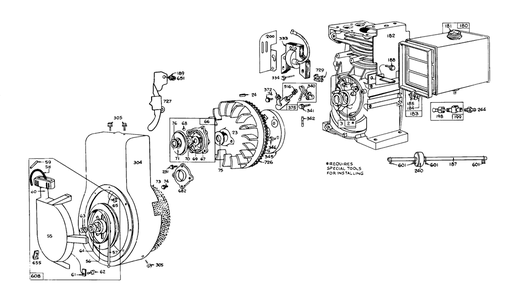 Rewind Starter (Continued) For Briggs & Stratton Model No. 170402, Type 1185-01 & Model No. 190402, Type 0702-01 (7 H.P. Snowthrower Model No. 31760 & 8 H.P. Snowthrower Model No. 31820) Diagram and Parts List for 31260 200001 - 299999 Toro Snow Blower