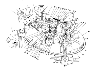 38" Cutting Deck Assembly Diagram and Parts List for 55650 9000001 - 9999999 Toro Lawn Mower