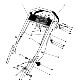 Handle Assembly Diagram and Parts List for 20785 1000001 - 1999999 Toro Lawn Mower