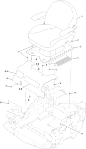 Seat Mounting Assembly Diagram and Parts List for 74142TE (316000001-316999999)(2016) Toro Lawn Mower