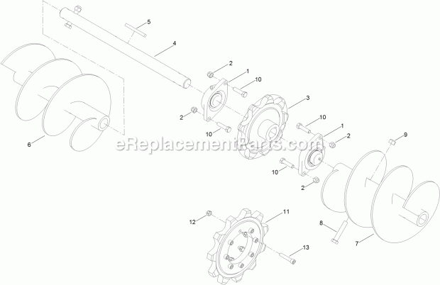 Auger Assembly Diagram and Parts List for 25444  Toro Lawn Tractor Accessories