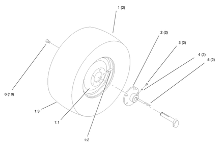 Rear Wheel Diagram and Parts List for 72045 8900001 - 8900399 Toro Lawn Tractor