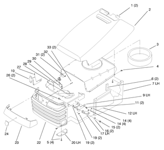 Hood And Grill Diagram and Parts List for 72110 6900001 - 6999999 Toro Lawn Tractor