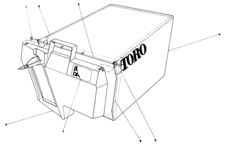 Grass Bag Assembly Diagram and Parts List for 20785 0000001 - 0999999 Toro Lawn Mower