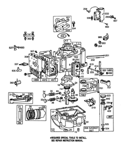 Engine 11 H.P. Briggs & Stratton Model No. 253707-0195-01 Diagram and Parts List for 56170 6000001 - 6999999 Toro Lawn Tractor Accessories