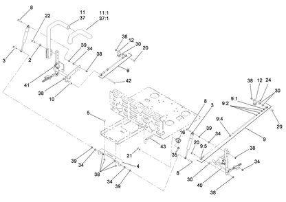 Part Location Diagram of 109-3906 Toro Left Hand MOTION CONTROL ASM