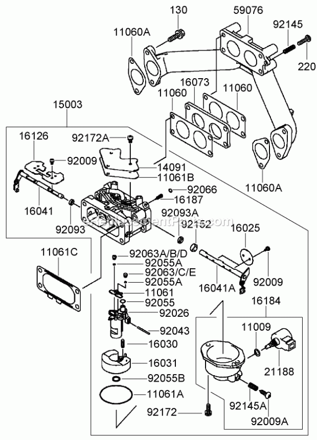 Carburetor Assembly Kawasaki Fh770d-As05 Diagram and Parts List for 74237 270000001-270999999 Toro Lawn Mower