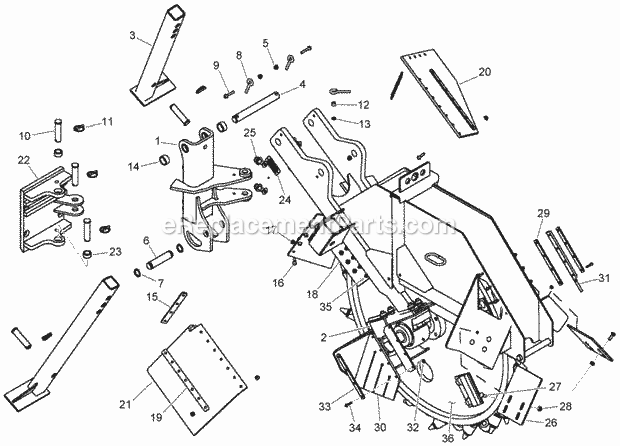 Rock Saw Assembly (18 Inch Depth) Diagram and Parts List for 2011  Toro Lawn Tractor Accessories