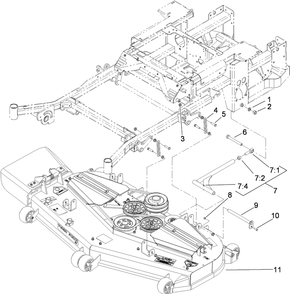 Deck Connection Assembly Diagram and Parts List for 74269 (290000001-290999999)(2009) Toro Lawn Mower
